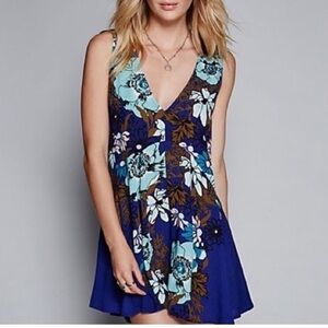 Free People Floral Mini Dress New with Tags Backyard Printed Tunic Dress size XS